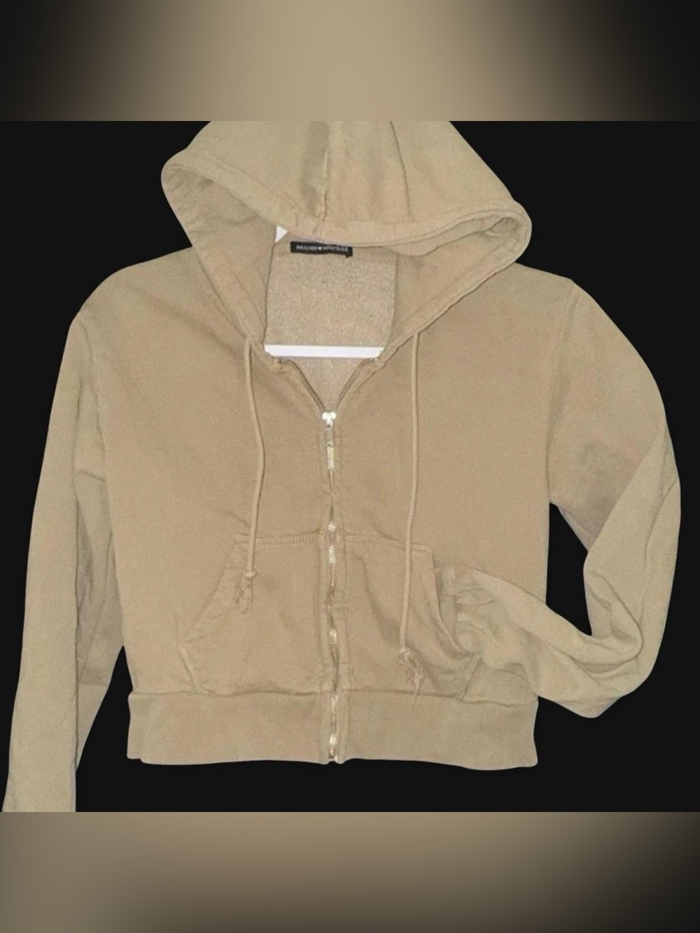 Brandy Melville Tan Zip-Up Hoodie